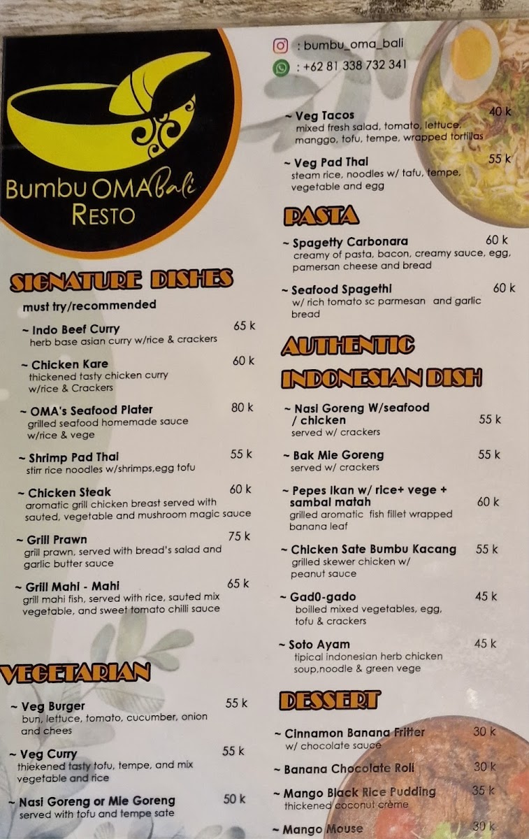 Bumbu Oma Bali Menu - Image 1